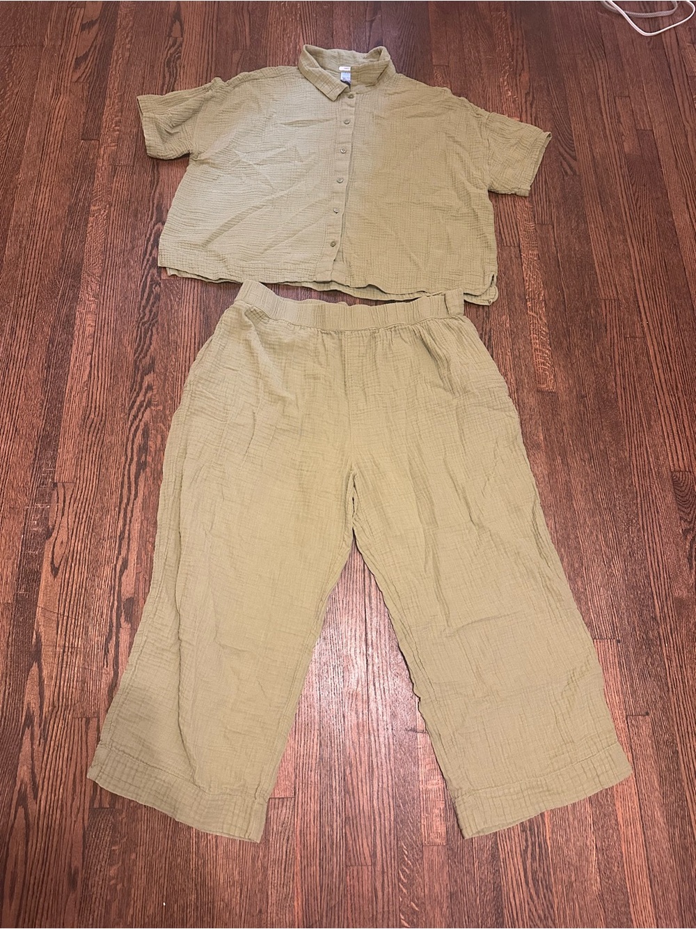 Hanna Andersson Olive Green Waffle Knit Pant Set